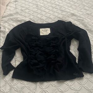 Abercrombie & Fitch Navy Ruffle-Front Knit Top